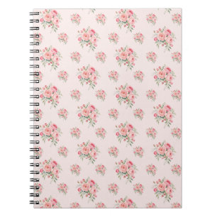 Vintage Blush Roze Aquarelrozen Bloemmotief Notitieboek