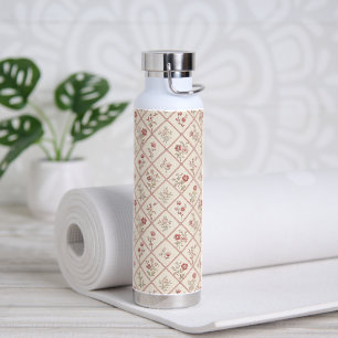 Vintage Blush Roze Bloem Motief in Traliewerk Patr Waterfles