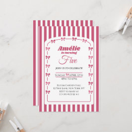 Vintage Blush Roze Coquette Strik Verjaardag  Kaart