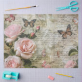 Vintage Blush Roze Vlinder Decoupage Tissuepapier (Craft)