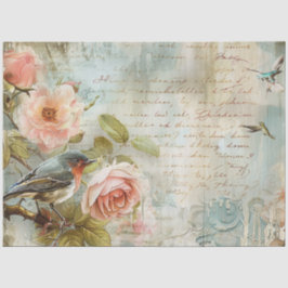 Vintage Blush Roze Vogels Decoupage Tissuepapier