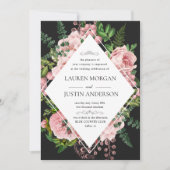 Vintage Blush Rozen Elegant Wedding Invitation Kaart (Voorkant)