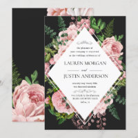 Vintage Blush Rozen Elegant Wedding Invitation