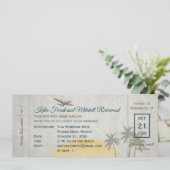 Vintage boarding Pass Wedding and RSVP Invitation Kaart (Staand voorkant)