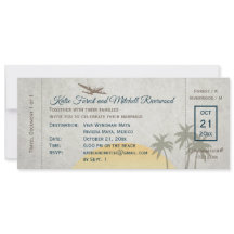 Vintage boarding Pass Wedding and RSVP Invitation