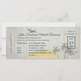 Vintage boarding Pass Wedding and RSVP Invitation Kaart