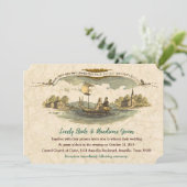 Vintage Boat Lovers Wedding Kaart (Staand voorkant)