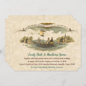 Vintage Boat Lovers Wedding Kaart (Voorkant / Achterkant)