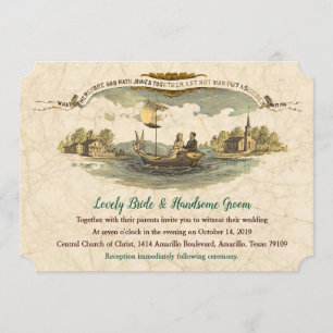 Vintage Boat Lovers Wedding Kaart