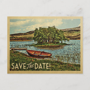 Vintage Boat Save the Date Briefkaarten Natuur