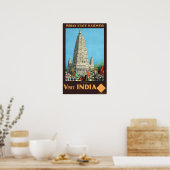 Vintage Bodh Gaya bezoekt India Poster (Keuken)