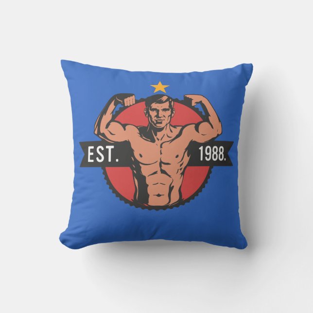 Vintage Bodybuilder EST 1988 Kussen (Voorkant)