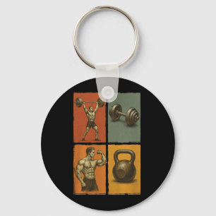 Vintage Bodybuilding Gym Workout Hanteer Sleutelhanger