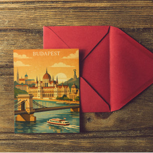 Vintage Boedapest Hongarije Reis Stadskunstprint Briefkaart