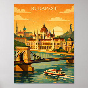 Vintage Boedapest Hongarije Reis Stadskunstprint Poster