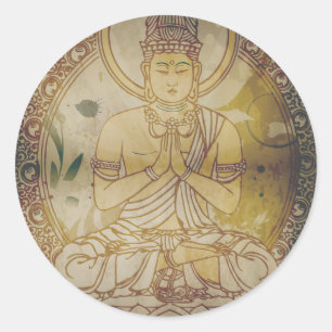 Vintage Boeddha Ronde Sticker