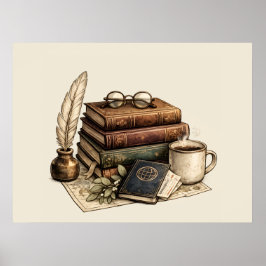 Vintage Boeken & Cozy Leeshoek | Poster