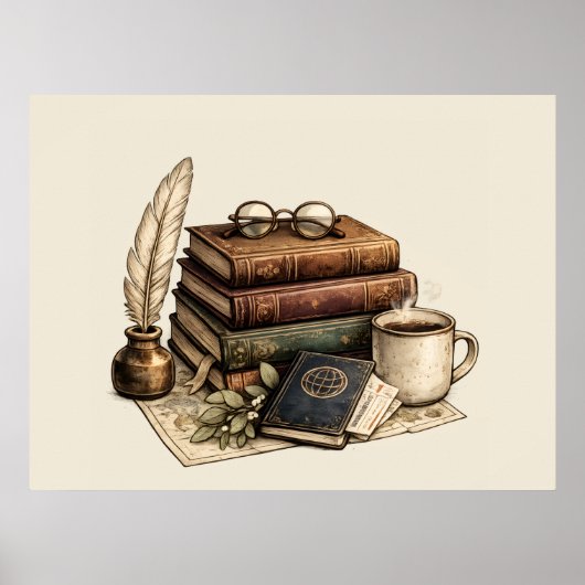 Vintage Boeken & Cozy Leeshoek | Poster (Voorkant)