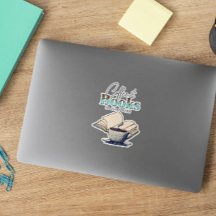 Vintage boeken en koffie is alles wat ik nodig heb sticker
