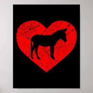 Vintage boerderij dier ezel liefhebber hart liefde poster