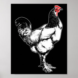 Vintage boerderij haan minimalistisch kip ontwerp  poster