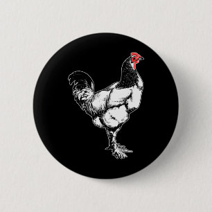 Vintage boerderij haan minimalistisch kip ontwerp ronde button 5,7 cm