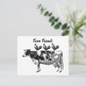 Vintage Boerderij koe roestdieren briefkaart (Staand voorkant)