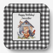 Vintage Boerderijstijl Verjaardag Papieren Bord
