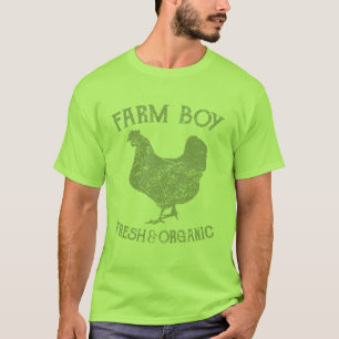 Vintage boerenjongen vers en biologisch kip Illust T-shirt