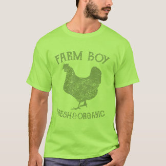 Vintage boerenjongen vers en biologisch kip Illust T-shirt
