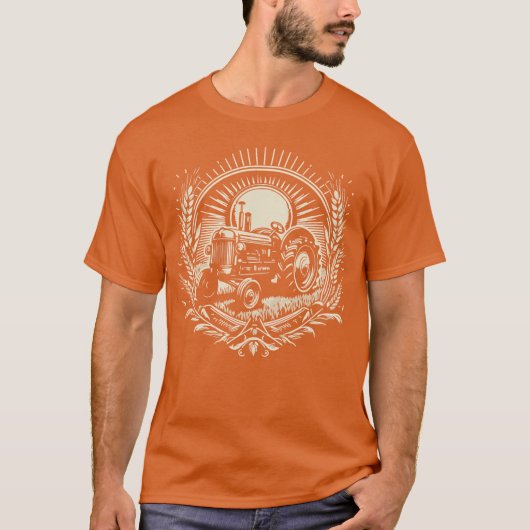 Vintage boerentraktor cirkelvormig embleem t-shirt (Voorkant)