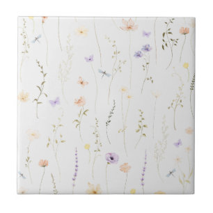 Vintage Boheemien Wildflower Botanisch Tegeltje