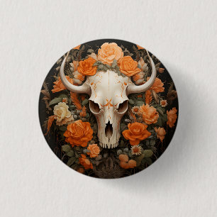 Vintage Boheemse Suiker Schedel Bloem Ronde Button 3,2 Cm