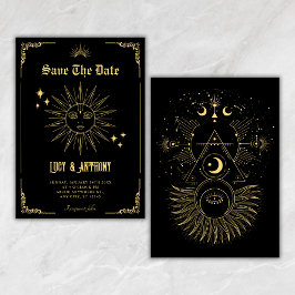 Vintage Bohemian art mystical sun  Save The Date