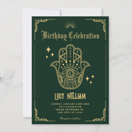 Vintage Bohemian art symbols  Invitation Kaart (Voorkant)