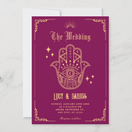 Vintage Bohemian art symbols wedding Kaart (Voorkant)