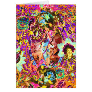 Vintage Bohemian Goddess Neon Wenskaart