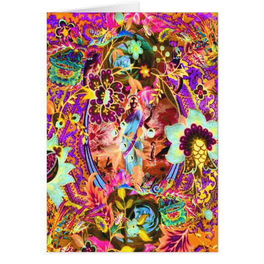 Vintage Bohemian Goddess Neon Wenskaart (Voorkant)