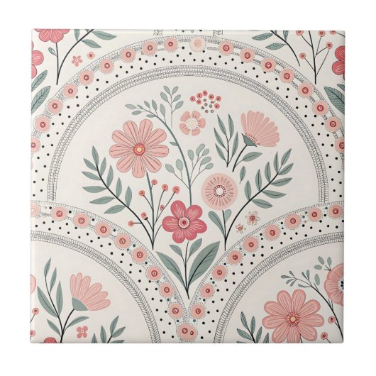 Vintage Boho Bloem Botanisch Tegeltje (Voorkant)