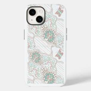 Vintage Boho Bloem- en Vlinderpatroon iPhone 14 Hoesje