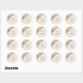 Vintage Boho Bloemen Bruiloft Ronde Sticker (Vel)
