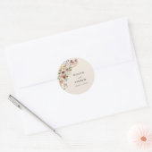 Vintage Boho Bloemen Bruiloft Ronde Sticker (Envelop)