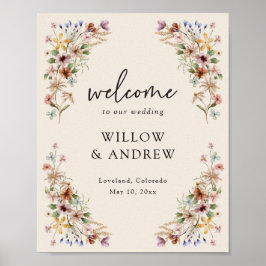 Vintage Boho Bloemen Welkom Poster