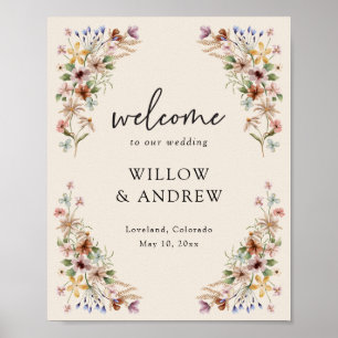 Vintage Boho Bloemen Welkom Poster