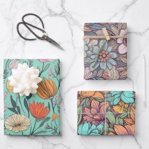 Vintage Boho Bloemige Huwelijk Verjaardag Inpakpapier Vel