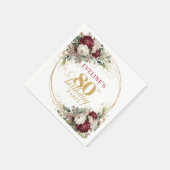 Vintage Boho Bordeaux Bloemen Servetten 80e Verjaa (Hoek)