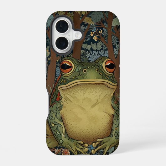 Vintage boho bos kikker iPhone 16 hoesje (Achterkant)