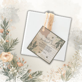 Vintage Boho Bruiloft – Gescheurd Papier & Eucalyp Bedankjes Labels