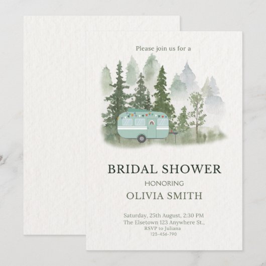 Vintage Boho Camper Bridal Shower Kaart (Voorkant / Achterkant)