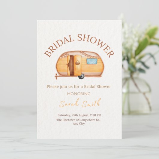 Vintage Boho Camper Bridal Shower Kaart (Staand voorkant)